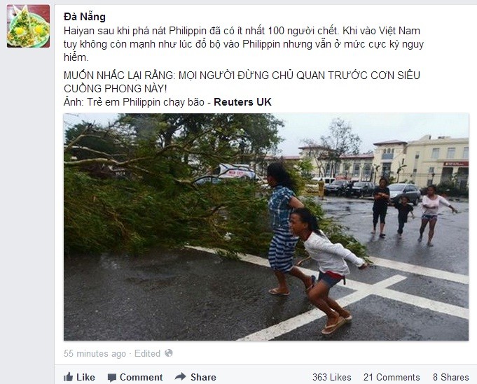 Thông tin bão Haiyan đổ bộ vào Philippines với cường độ khủng khiếp (cấp 17) gây ra thiệt hại lớn cho nước này đang khiến nhiều người dân Việt Nam lo sợ.